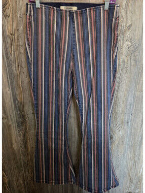 Rock & Roll Denim Jeans Wmn Sz 30x30 Bargain Bell Pull On Flare Western Striped